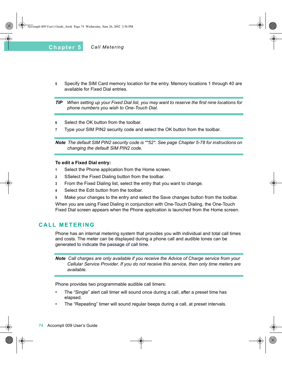 Call metering, Call metering 74 | Motorola 009 User Manual | Page 74 / 190