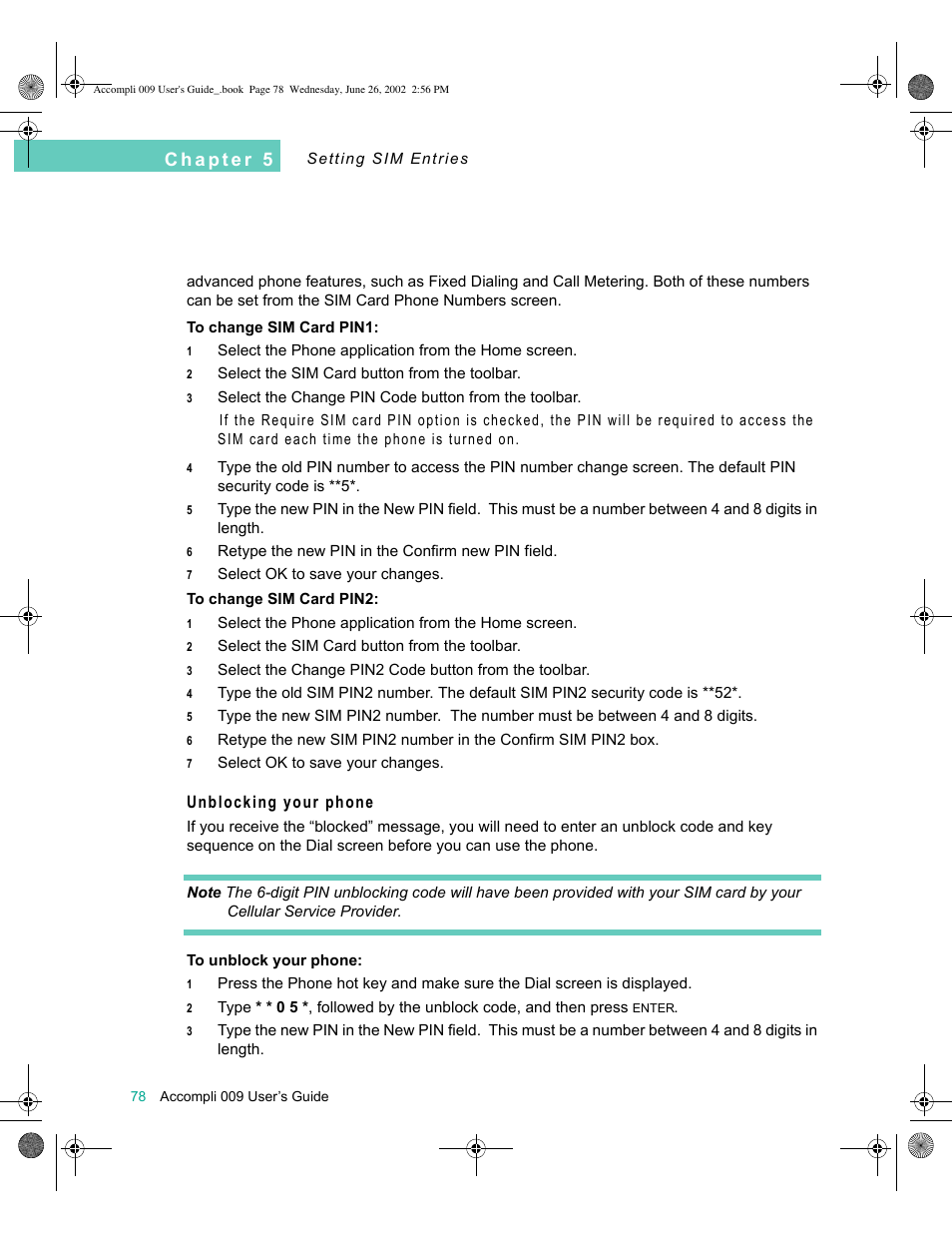 Unblocking your phone | Motorola 009 User Manual | Page 78 / 190