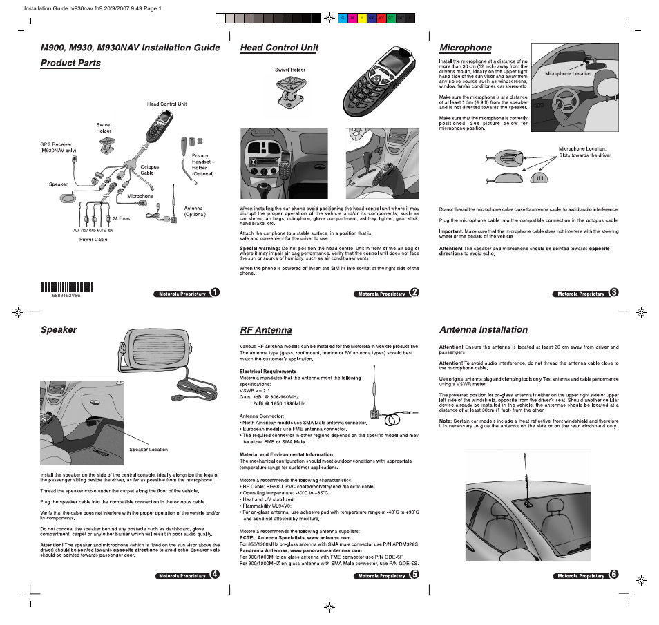 Motorola M900 User Manual | 2 pages