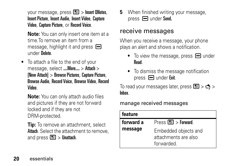 Receive messages | Motorola BRUTE I686 User Manual | Page 24 / 118