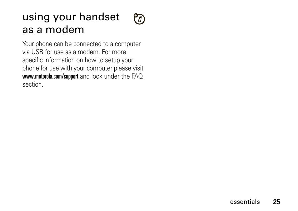 Using your handset as a modem | Motorola BRUTE I686 User Manual | Page 29 / 118