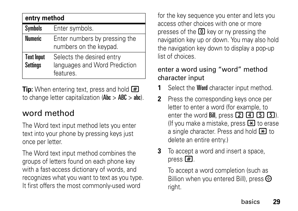 Word method | Motorola BRUTE I686 User Manual | Page 33 / 118