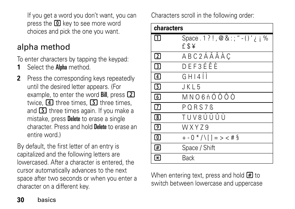 Alpha method | Motorola BRUTE I686 User Manual | Page 34 / 118