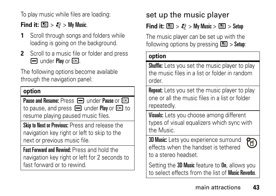 Set up the music player | Motorola BRUTE I686 User Manual | Page 47 / 118