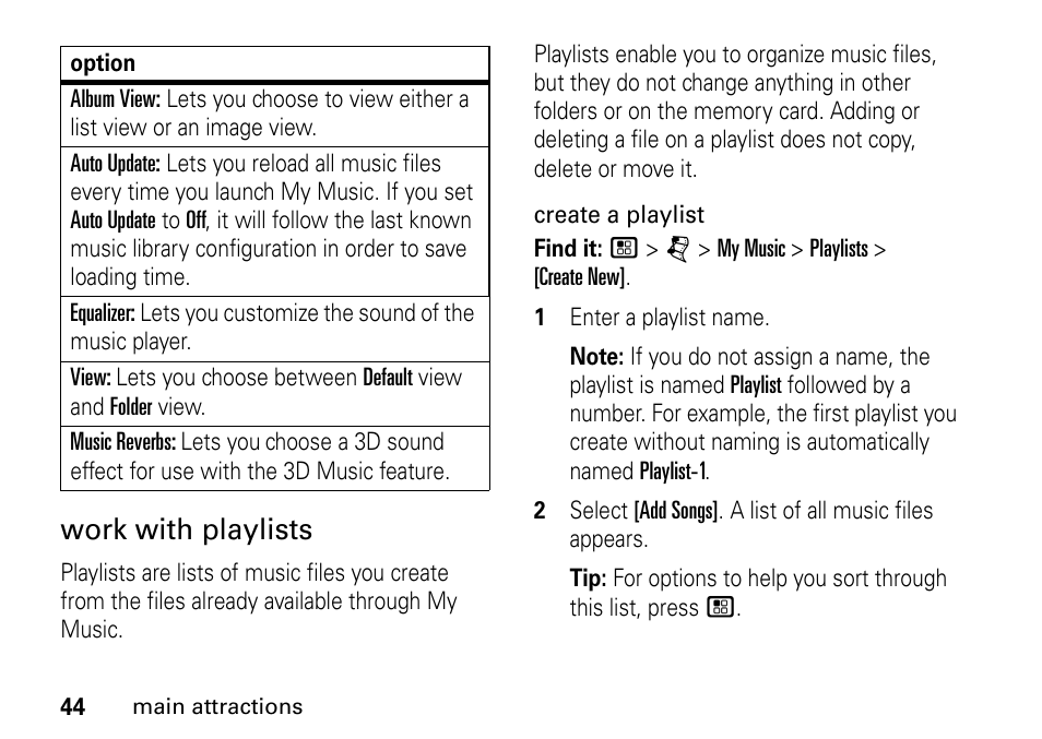 Work with playlists | Motorola BRUTE I686 User Manual | Page 48 / 118