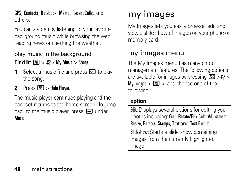 My images, My images menu | Motorola BRUTE I686 User Manual | Page 52 / 118