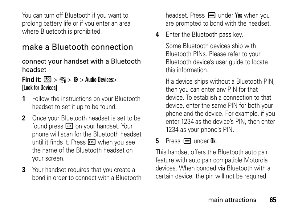Make a bluetooth connection | Motorola BRUTE I686 User Manual | Page 69 / 118
