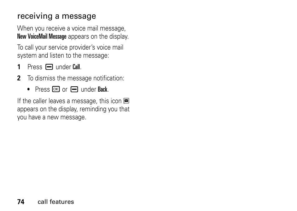 Receiving a message | Motorola BRUTE I686 User Manual | Page 78 / 118