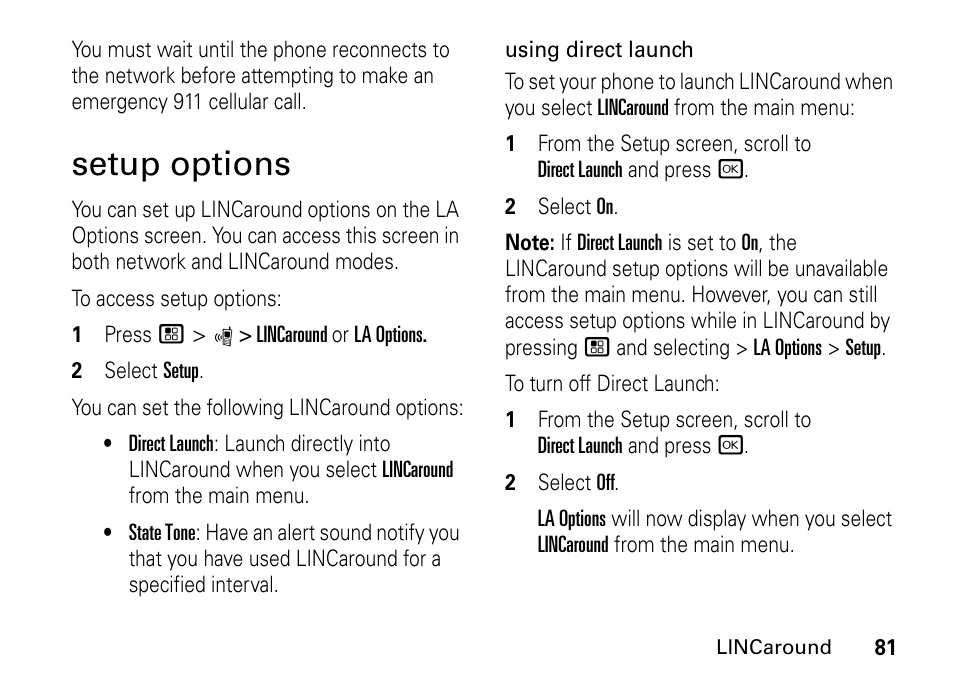 Setup options | Motorola BRUTE I686 User Manual | Page 85 / 118