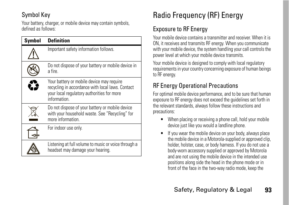 Radio frequency (rf) energy | Motorola BRUTE I686 User Manual | Page 97 / 118