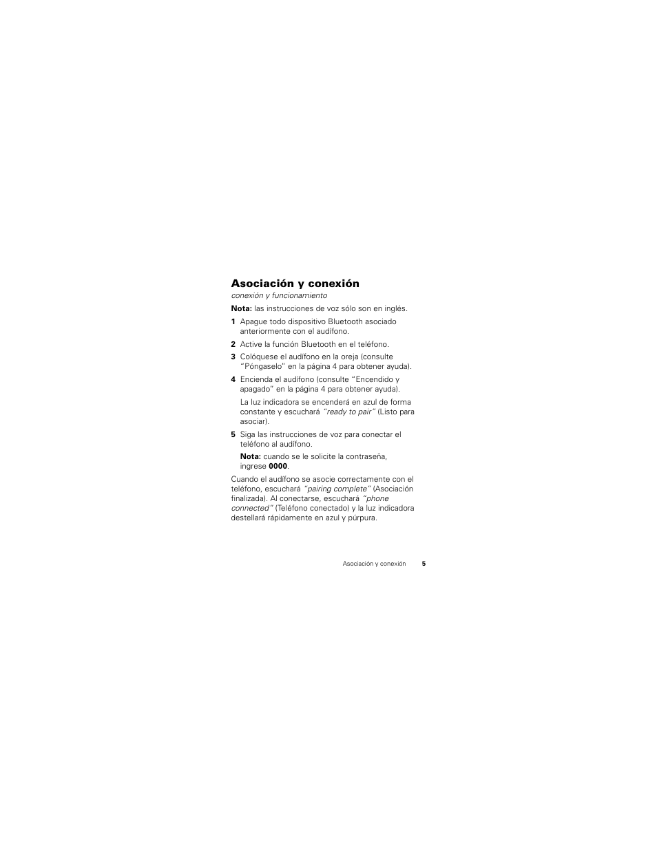 Asociación y conexión | Motorola HK201 User Manual | Page 31 / 84
