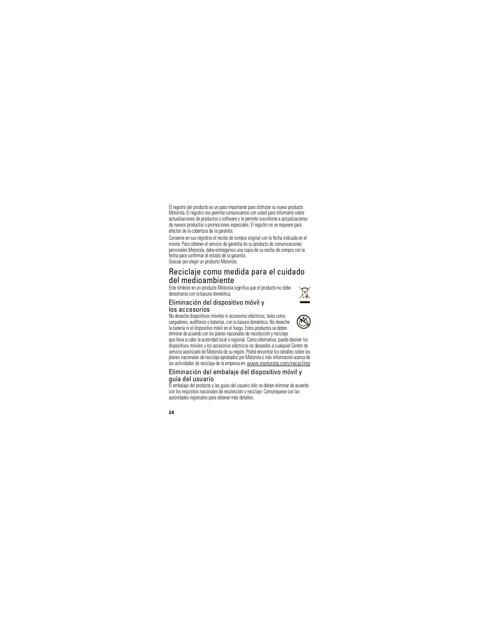 Información de reciclaje | Motorola HK201 User Manual | Page 50 / 84