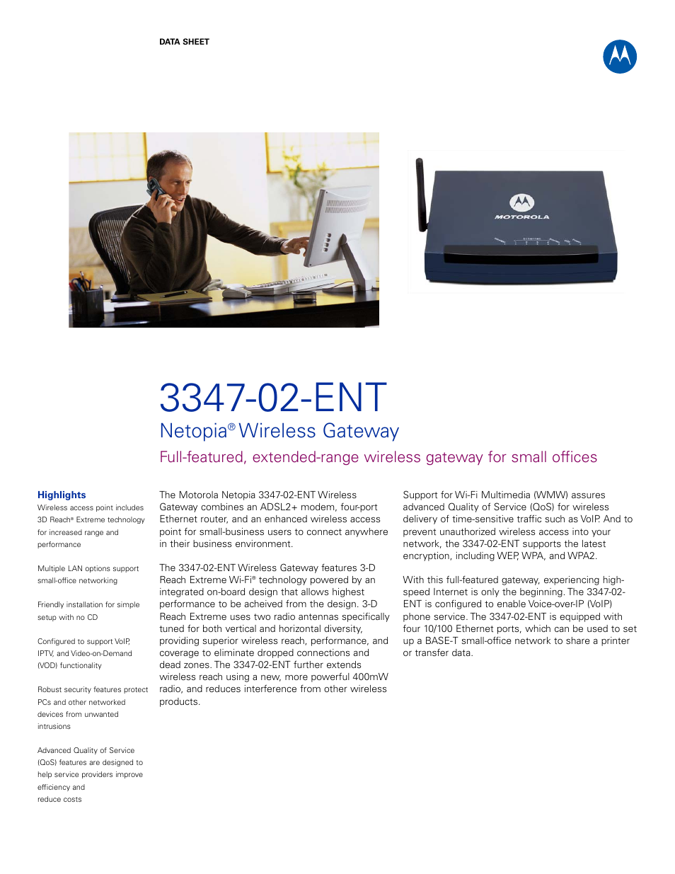 Motorola Netopia 3347-02-ENT User Manual | 3 pages