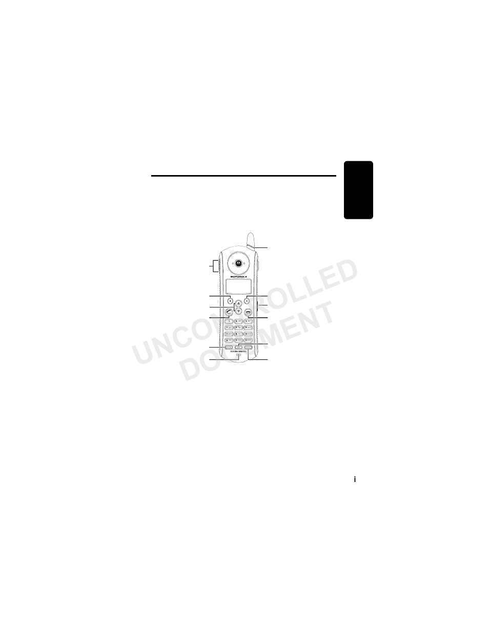 Welcome, Uncontrolled document, Handset overview | Wel c o me | Motorola MD780 Series User Manual | Page 2 / 71