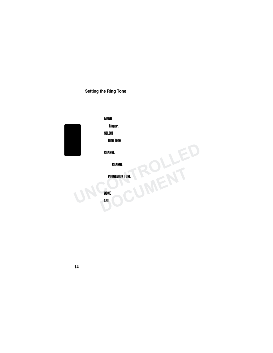 Setting the ring tone, Uncontrolled document | Motorola MD780 Series User Manual | Page 29 / 71