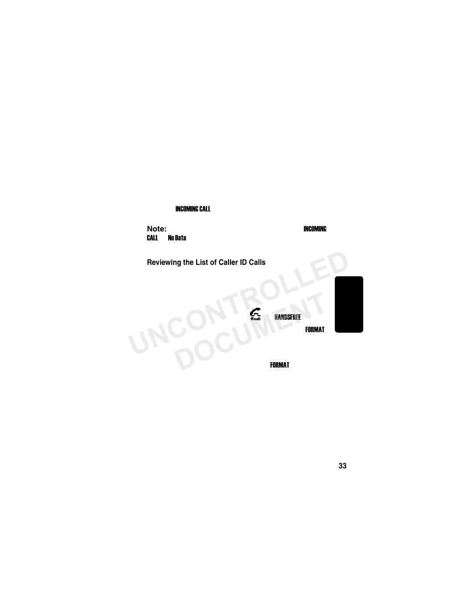 Using caller id, Reviewing the list of caller id calls, Re m in a r y | Uncontrolled document | Motorola MD780 Series User Manual | Page 48 / 71