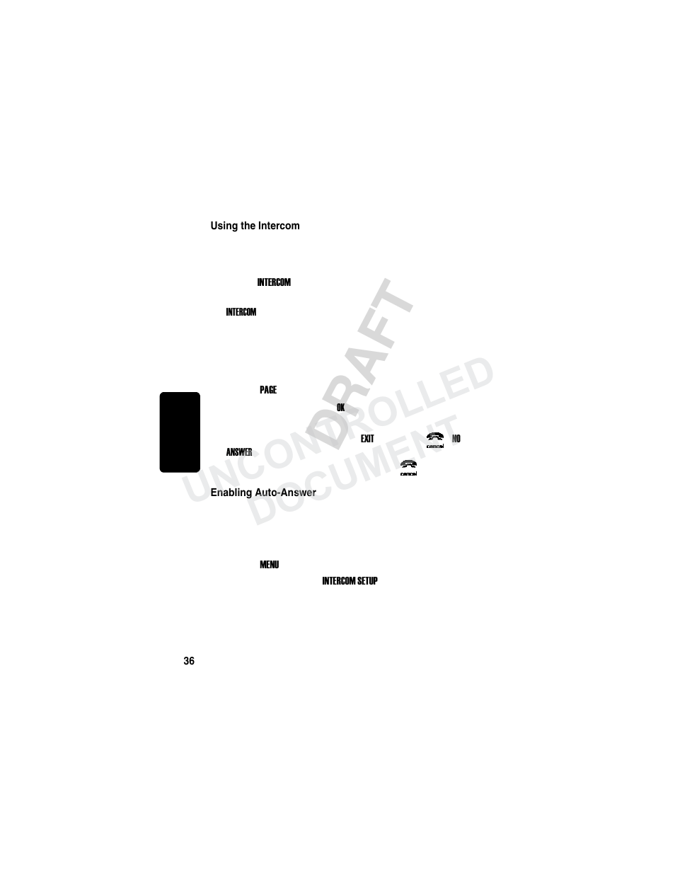 Using the intercom, Enabling auto-answer, Using the intercom enabling auto-answer | Document, Re li d ra f t m, Uncontrolled document | Motorola MD780 Series User Manual | Page 51 / 71