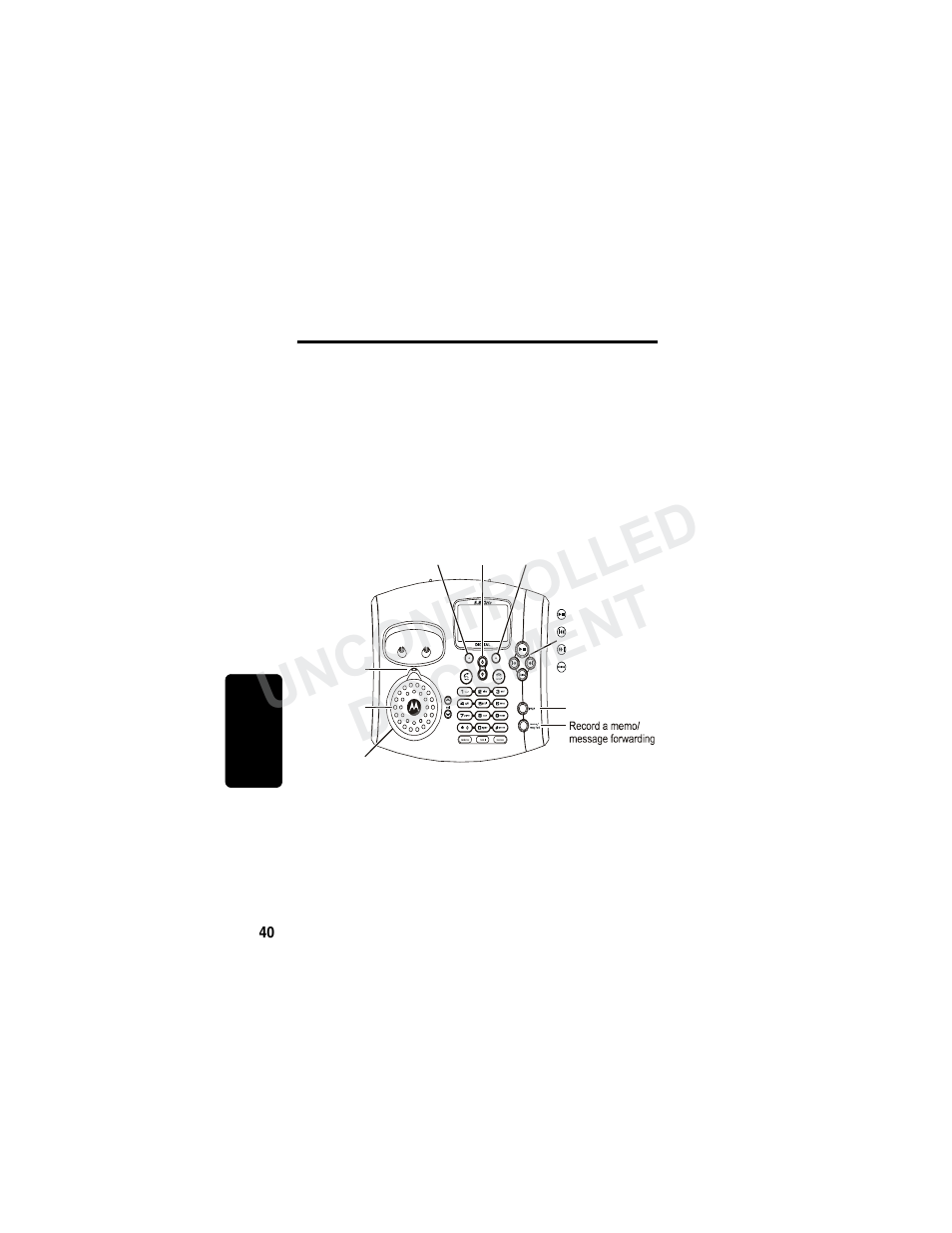 Using the answering machine, Uncontrolled document | Motorola MD780 Series User Manual | Page 55 / 71