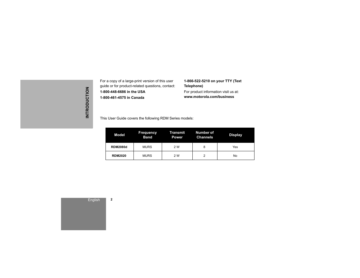 Motorola RDM2020 User Manual | Page 10 / 78