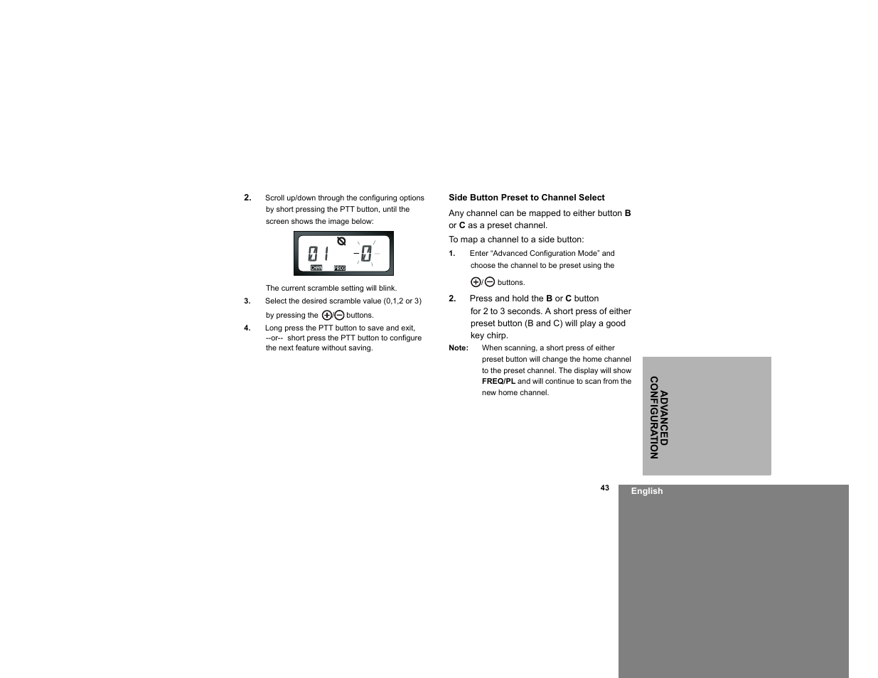 Side button preset to channel select | Motorola RDM2020 User Manual | Page 51 / 78