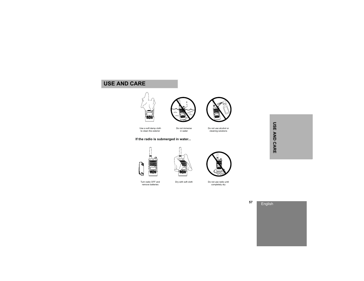 Use and care, D care | Motorola RDM2020 User Manual | Page 65 / 78