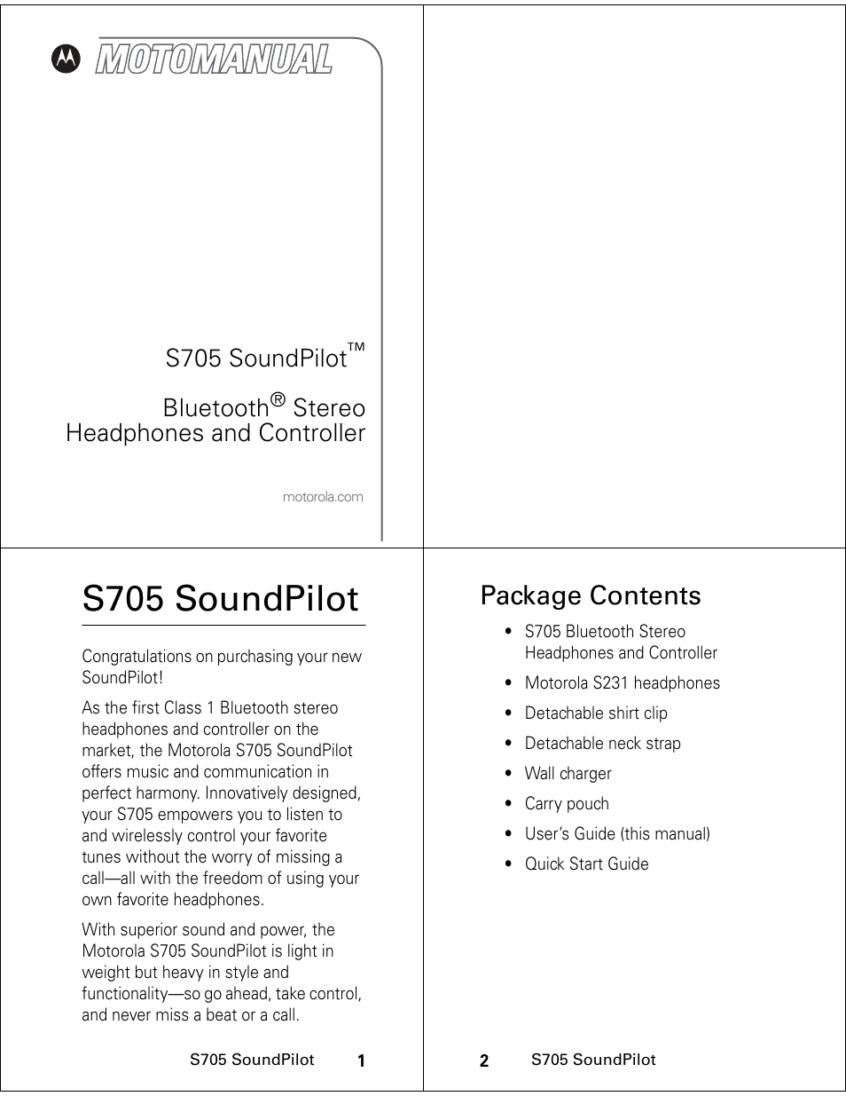 Motorola S705 User Manual | 24 pages