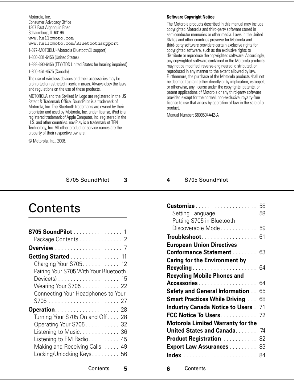 Motorola S705 User Manual | Page 2 / 24