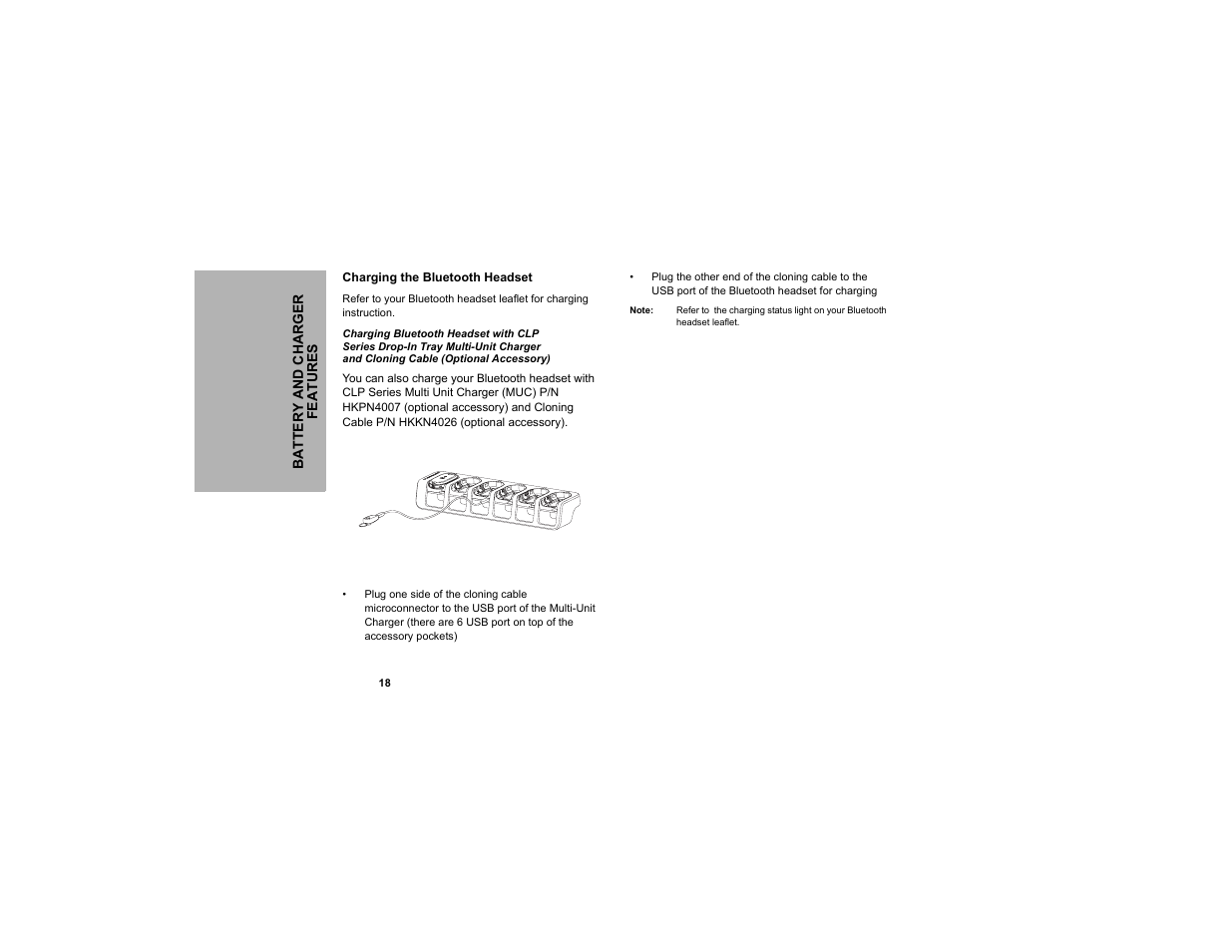 Charging the bluetooth headset | Motorola CLP1040 User Manual | Page 26 / 56