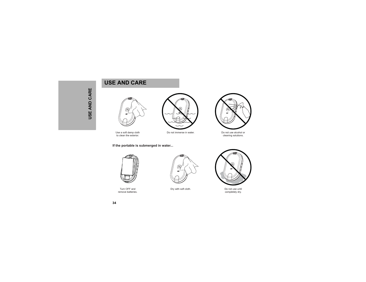 Use and care | Motorola CLP1040 User Manual | Page 42 / 56
