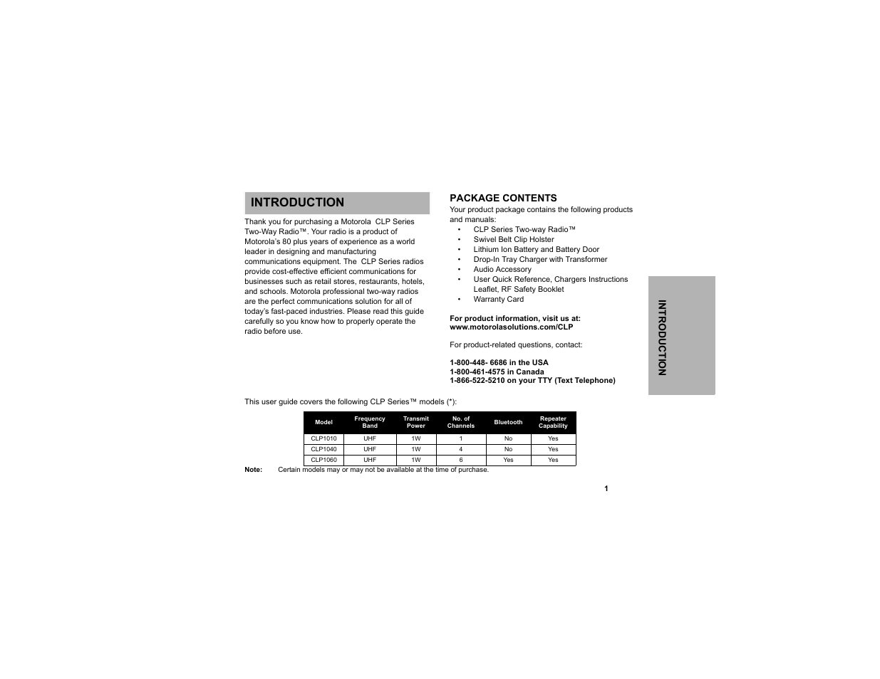 Introduction | Motorola CLP1040 User Manual | Page 9 / 56