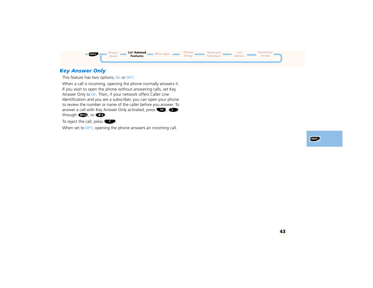 Key answer only | Motorola PCS telephone User Manual | Page 45 / 82