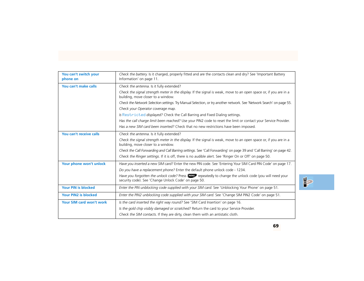 What to do if | Motorola PCS telephone User Manual | Page 71 / 82