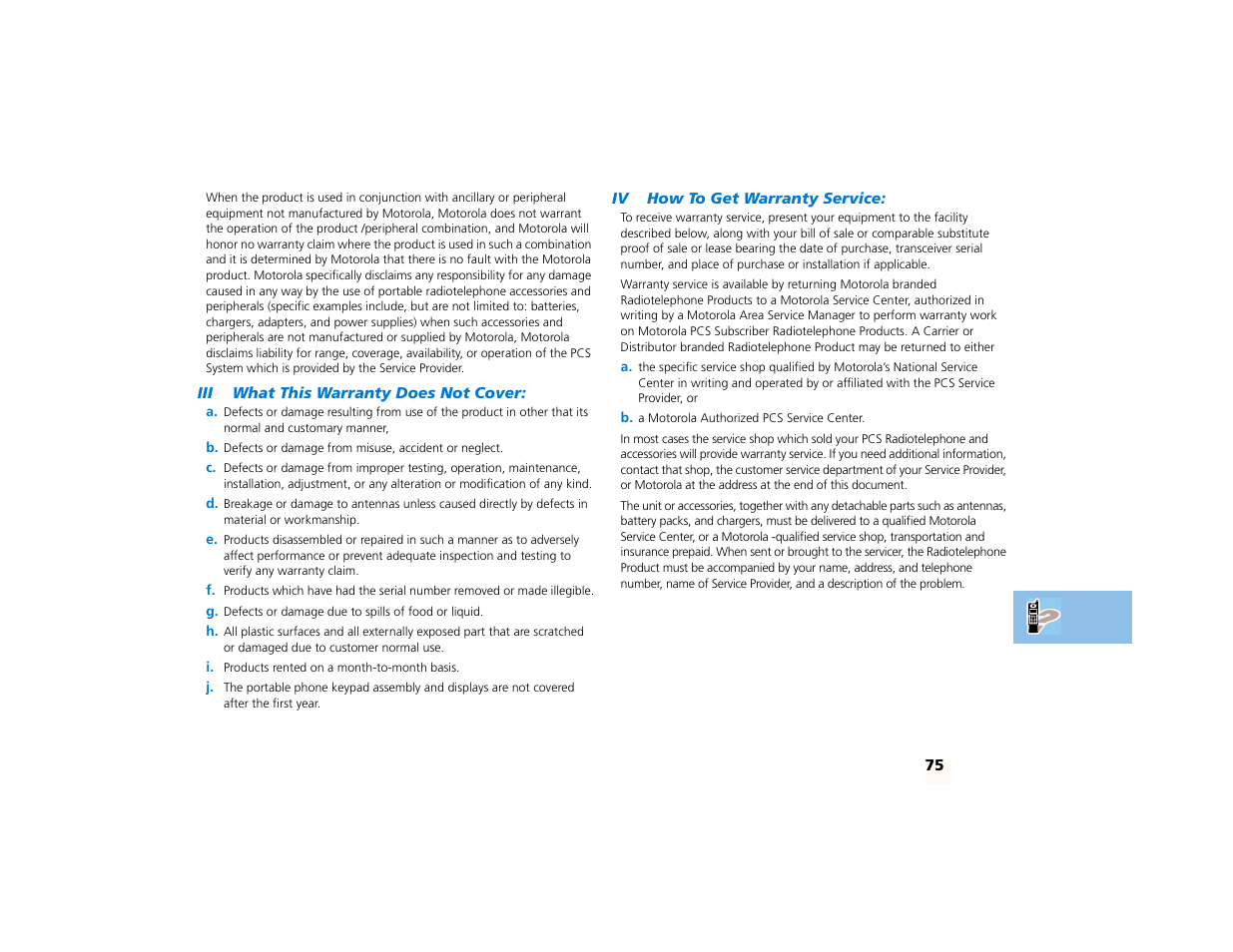 Motorola PCS telephone User Manual | Page 77 / 82