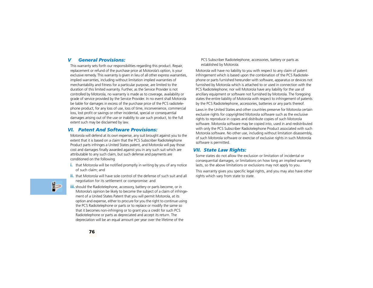 Motorola PCS telephone User Manual | Page 78 / 82