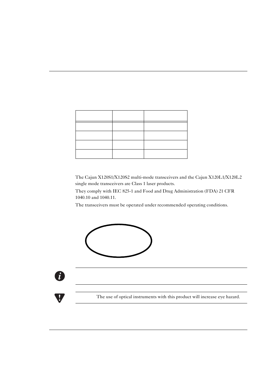 Expansion sub-modules, Gigabit ethernet expansion sub-module, Laser safety | Laser classification, Laser safety laser classification, Table a.1, Gigabit ethernet expansion units | Motorola CAJUN P120 User Manual | Page 117 / 129