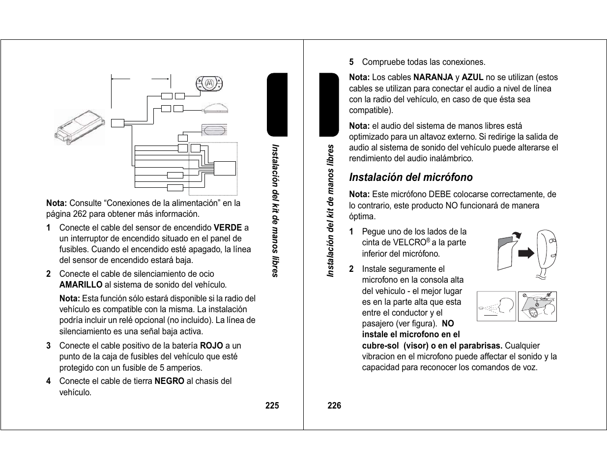 Instalación del micrófono | Motorola 6840420Z01-AD User Manual | Page 118 / 141