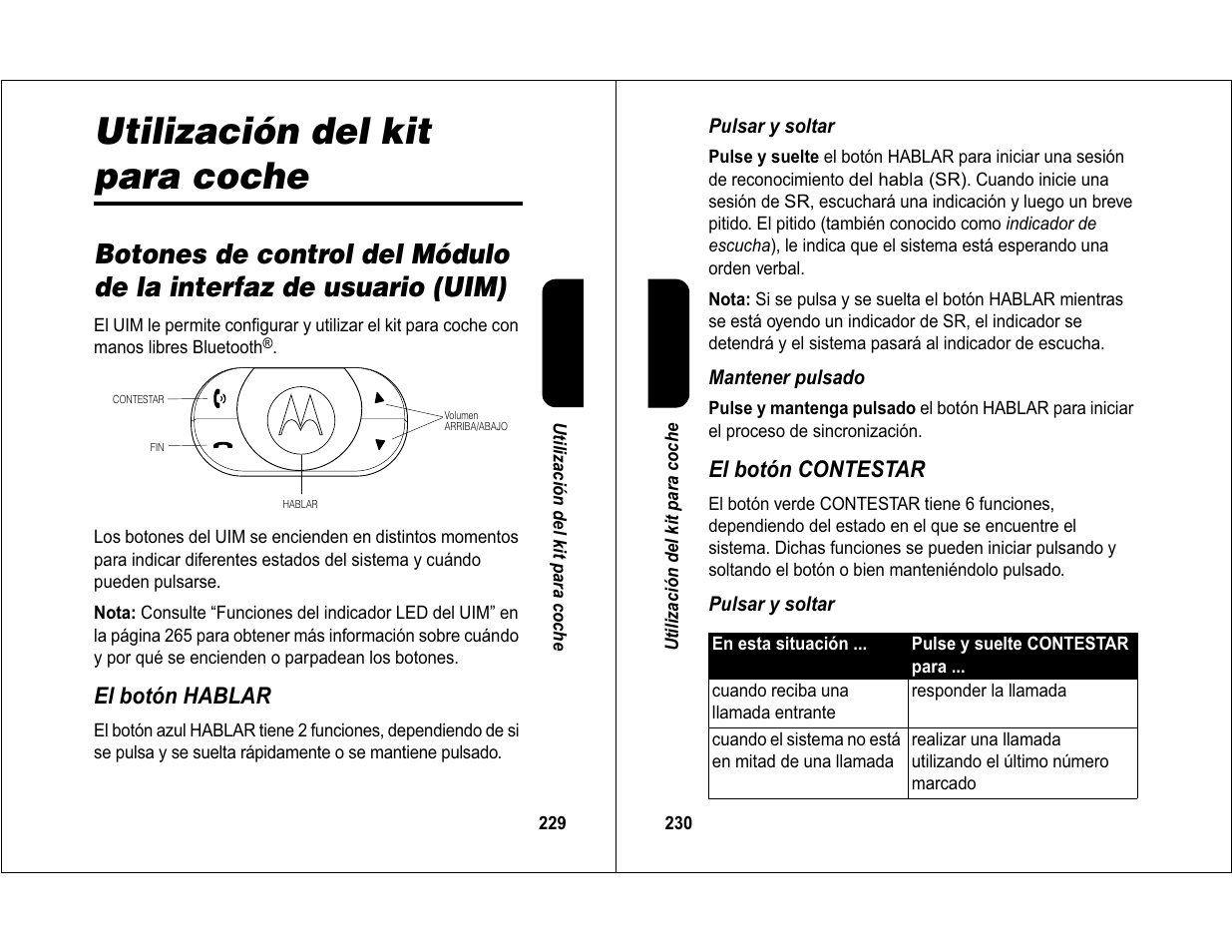 Utilización del kit para coche | Motorola 6840420Z01-AD User Manual | Page 120 / 141