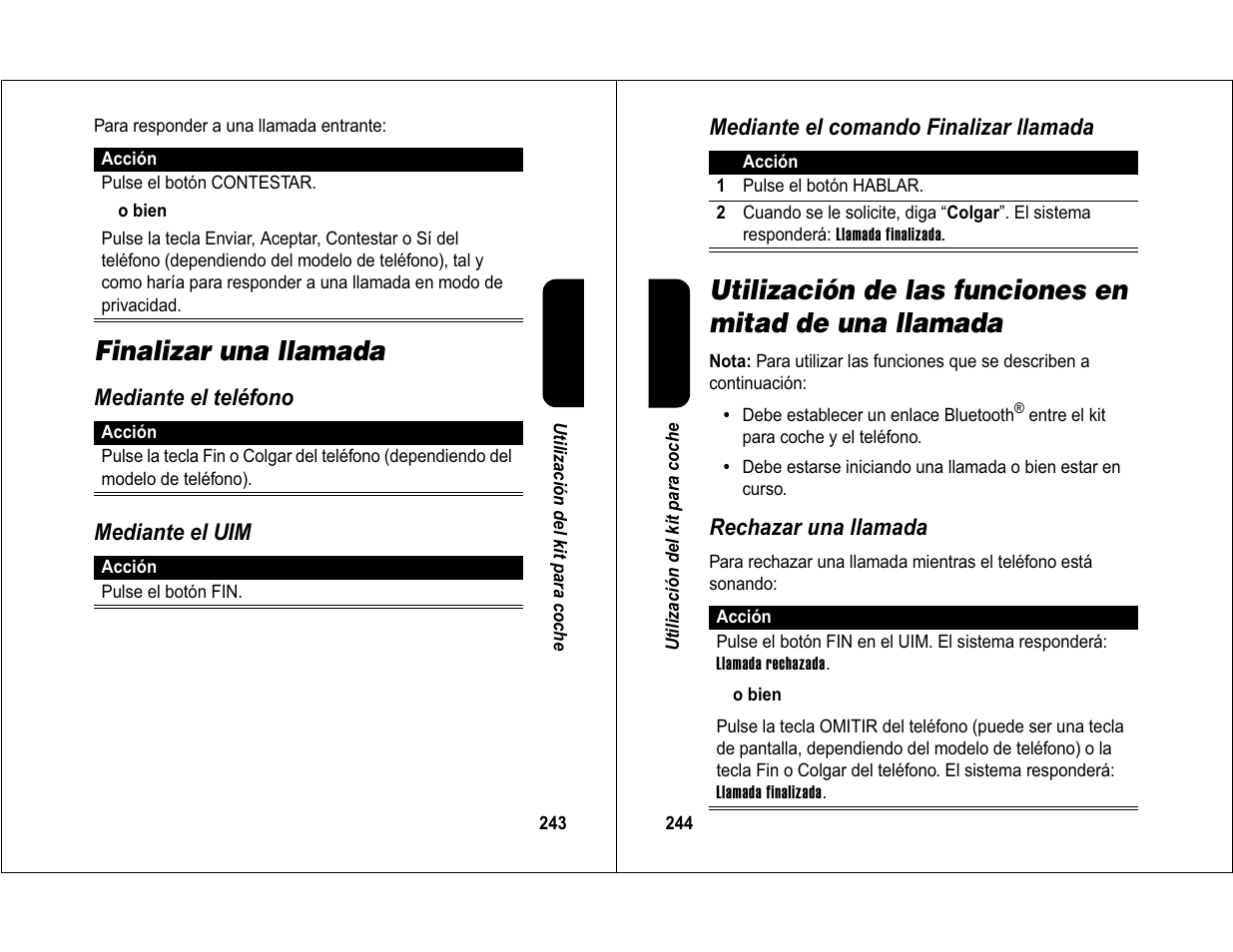 Finalizar una llamada | Motorola 6840420Z01-AD User Manual | Page 127 / 141