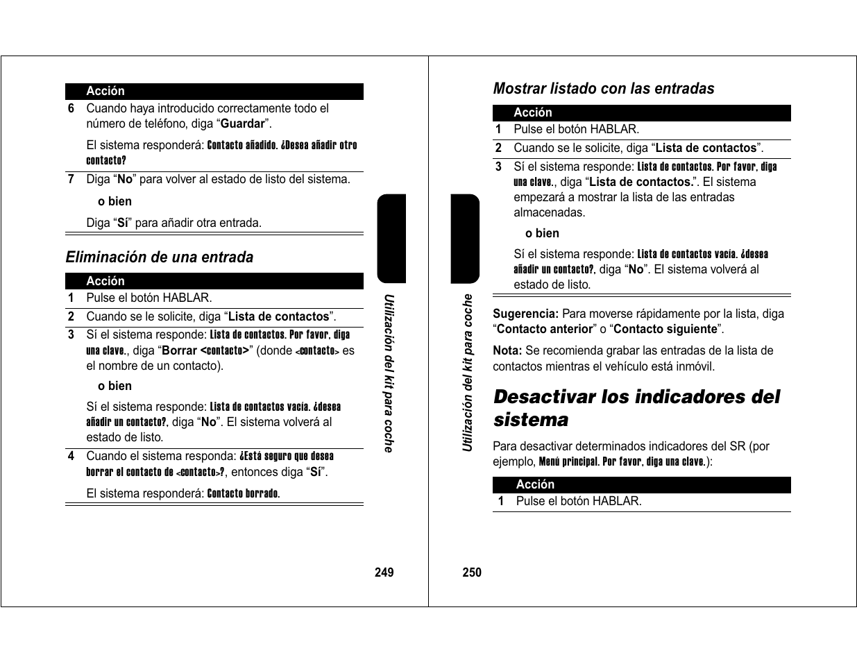 Desactivar los indicadores del sistema | Motorola 6840420Z01-AD User Manual | Page 130 / 141