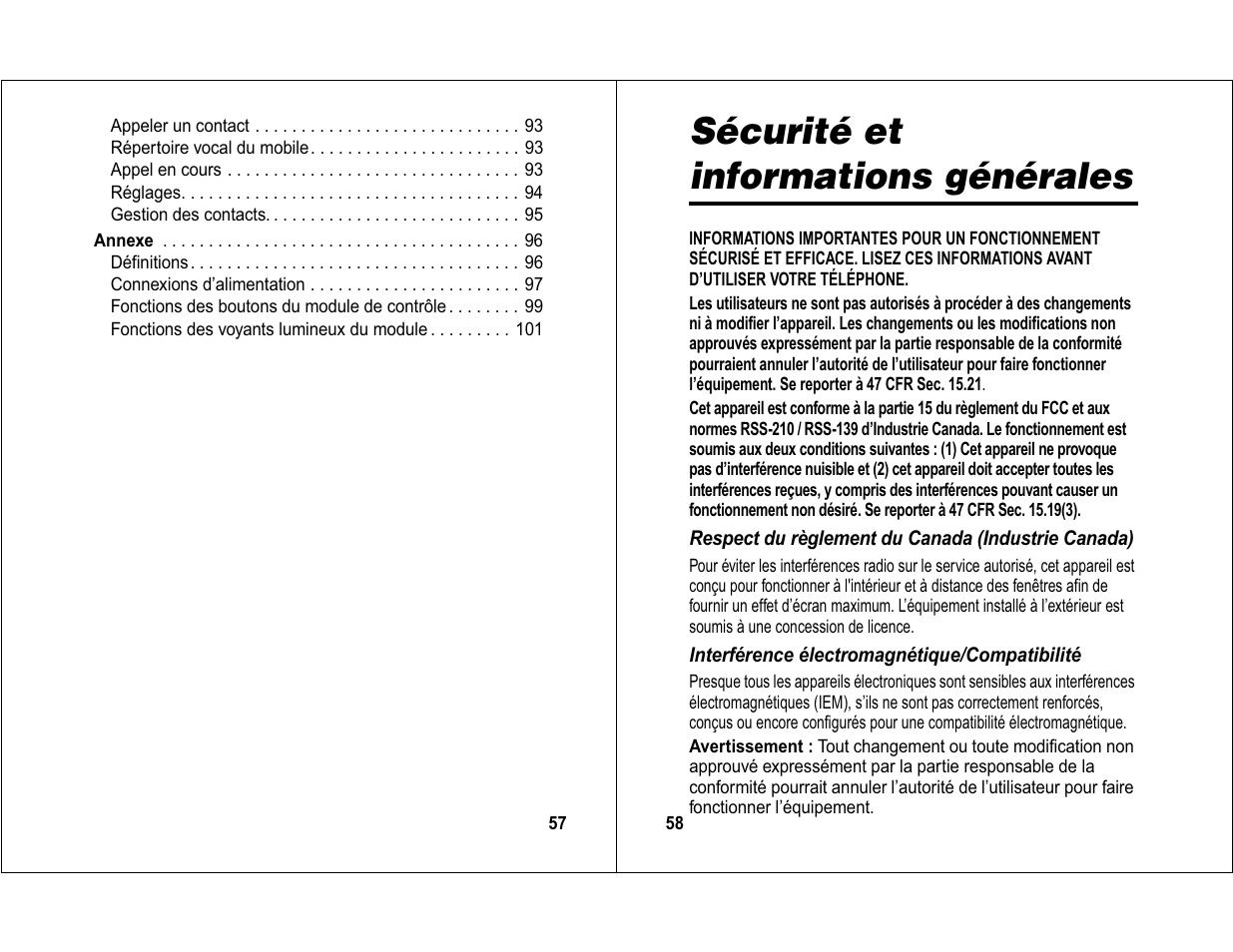 Sécurité et informations générales | Motorola 6840420Z01-AD User Manual | Page 30 / 141