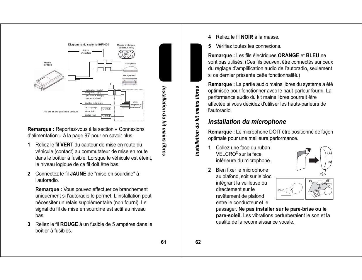 Installation du microphone | Motorola 6840420Z01-AD User Manual | Page 34 / 141