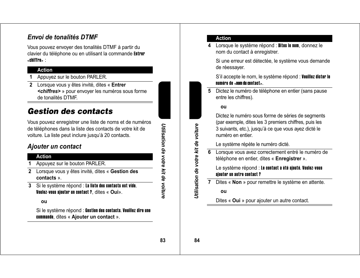 Gestion des contacts | Motorola 6840420Z01-AD User Manual | Page 45 / 141