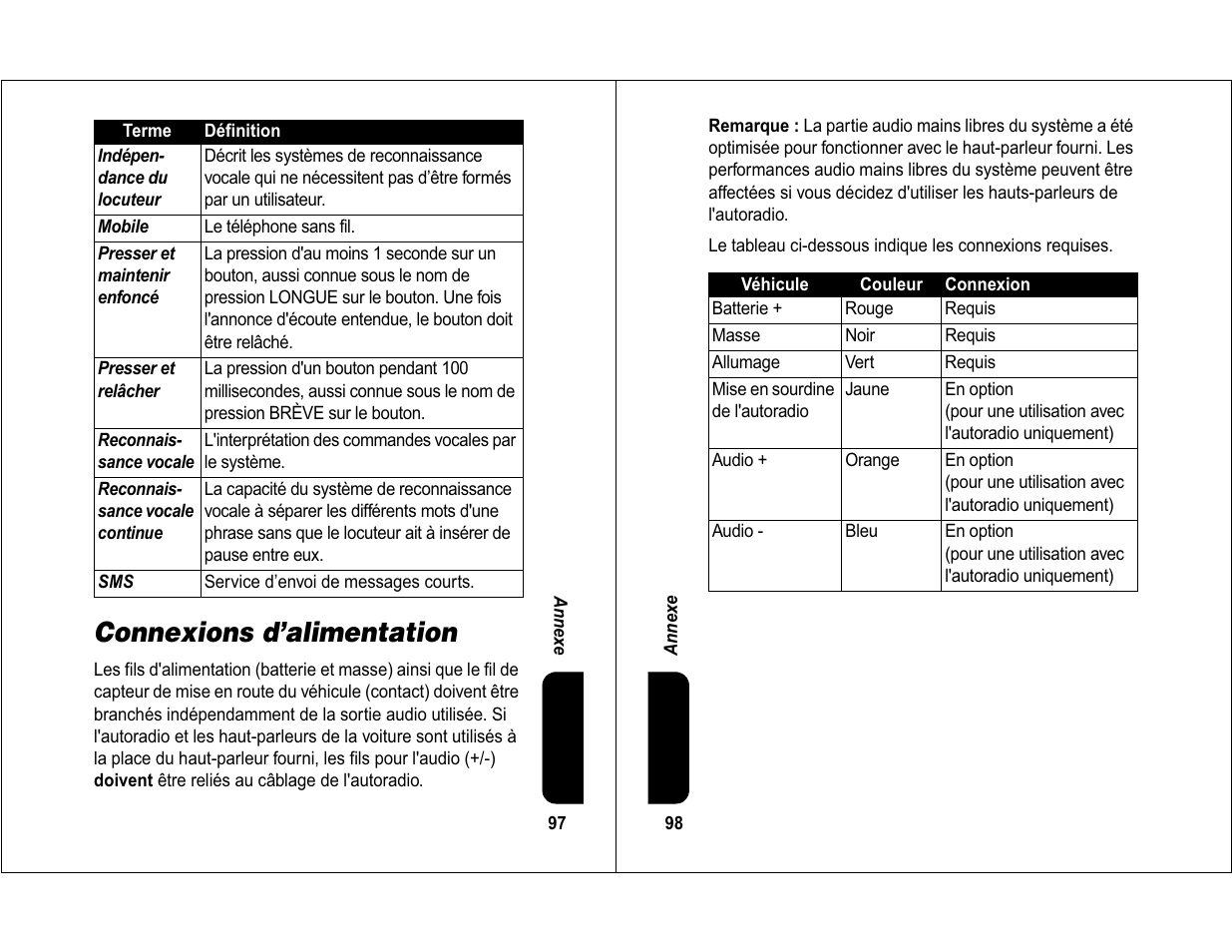 Connexions d’alimentation | Motorola 6840420Z01-AD User Manual | Page 52 / 141