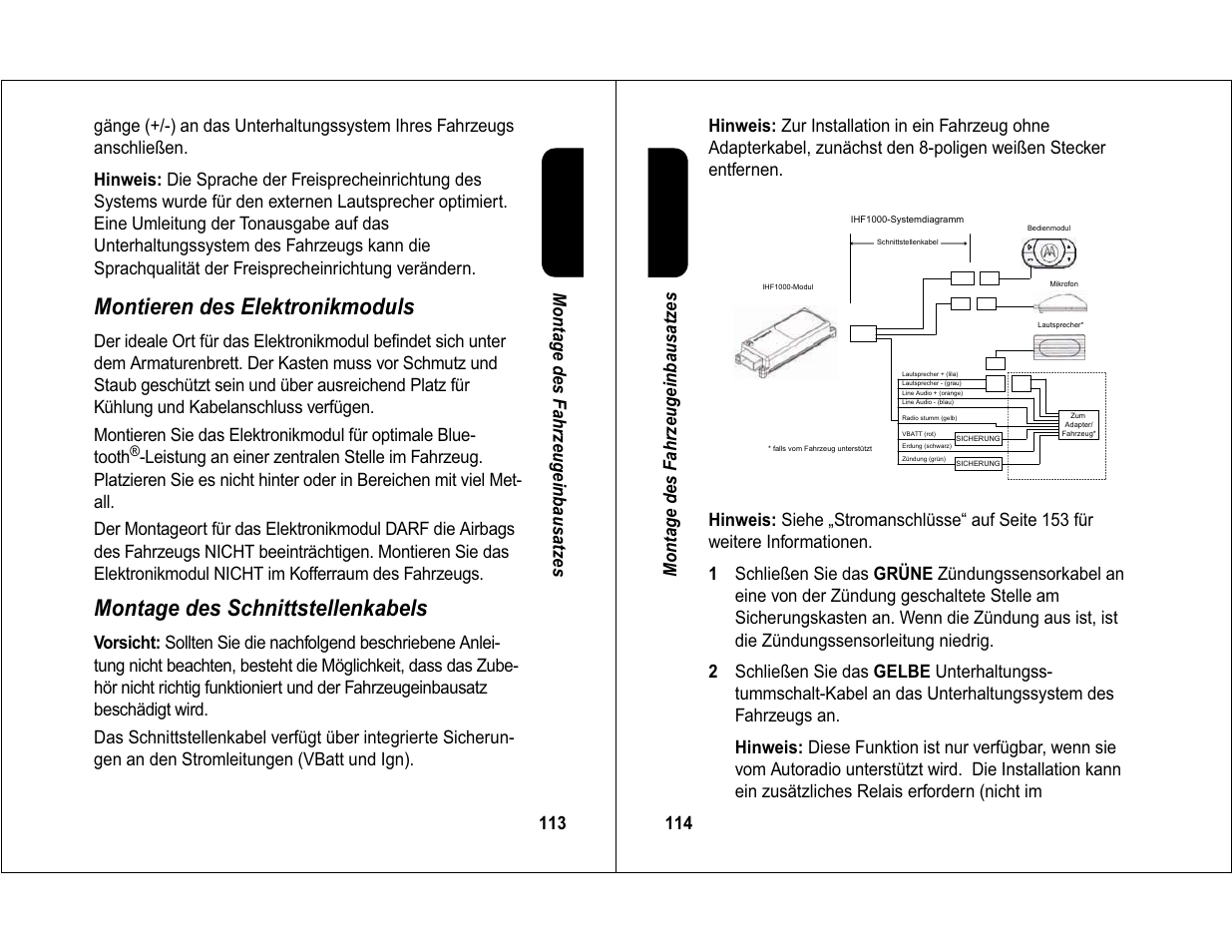 Montieren des elektronikmoduls, Montage des schnittstellenkabels | Motorola 6840420Z01-AD User Manual | Page 60 / 141