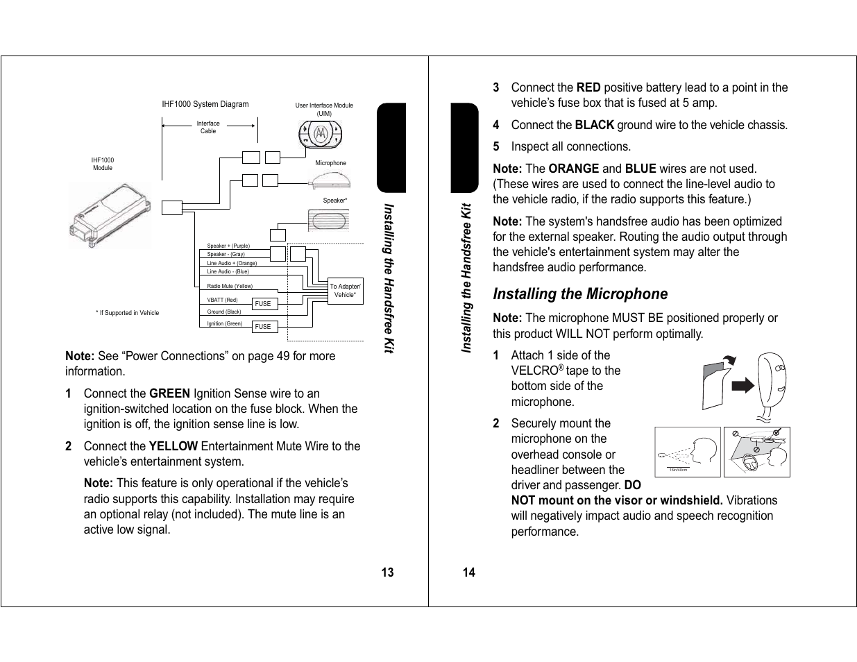 Installing the microphone | Motorola 6840420Z01-AD User Manual | Page 8 / 141