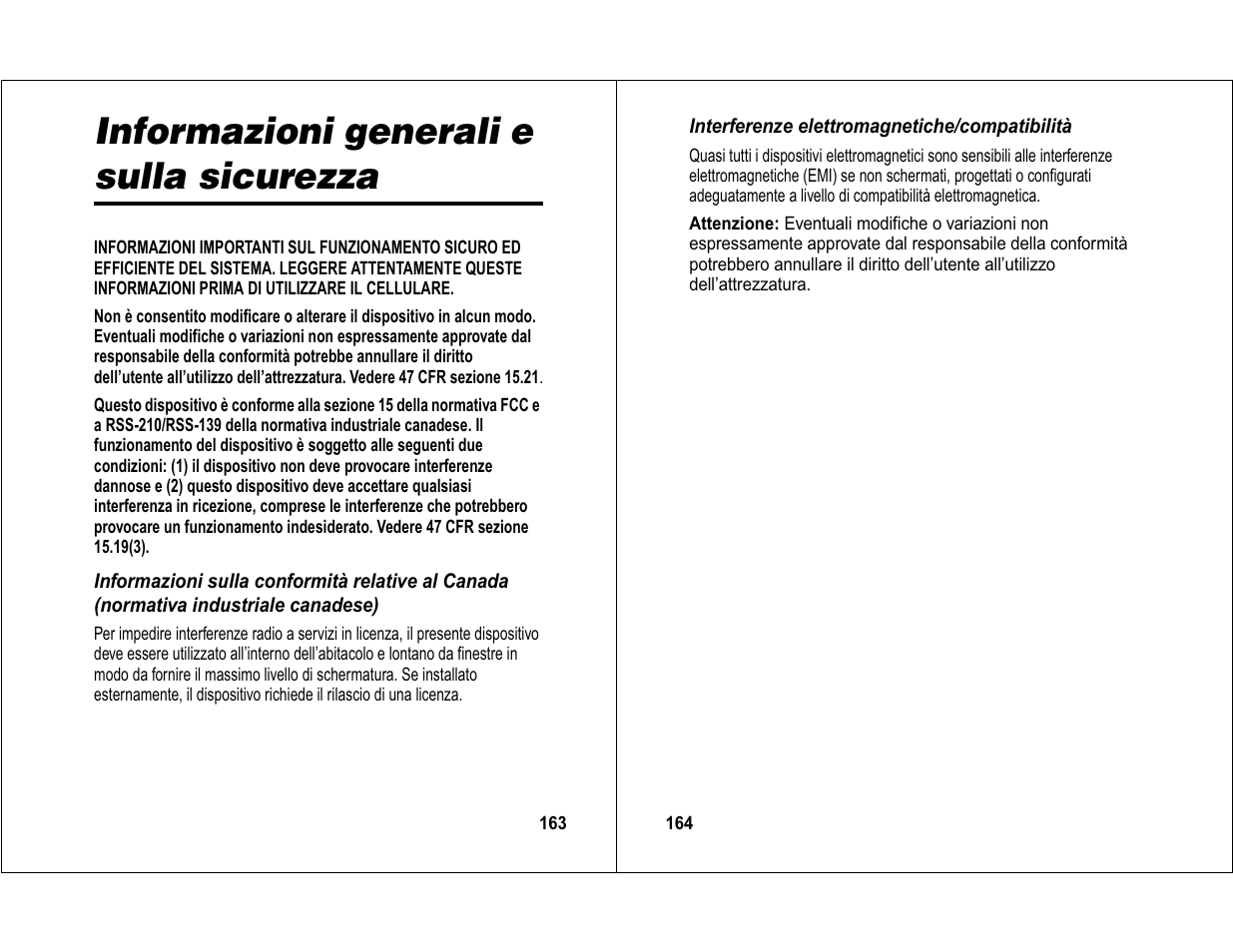 Informazioni generali e sulla sicurezza | Motorola 6840420Z01-AD User Manual | Page 85 / 141