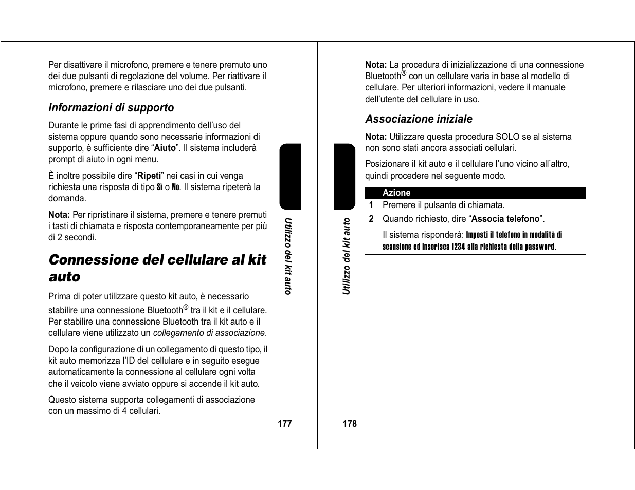 Connessione del cellulare al kit auto | Motorola 6840420Z01-AD User Manual | Page 93 / 141