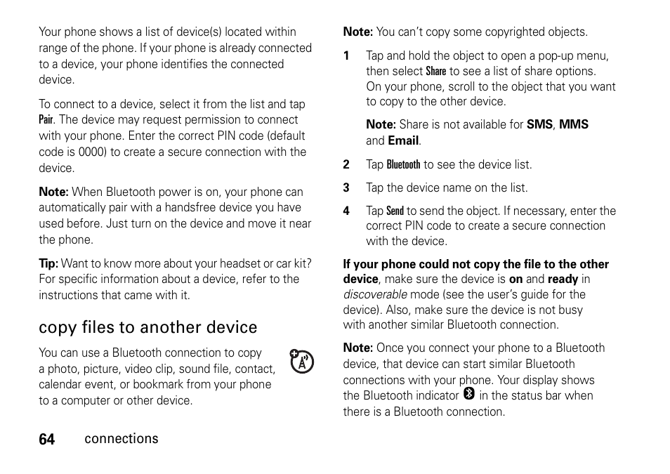 Copy files to another device | Motorola 6802937J48 User Manual | Page 66 / 88