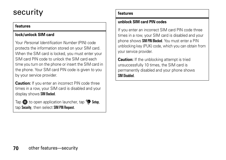 Security | Motorola 6802937J48 User Manual | Page 72 / 88