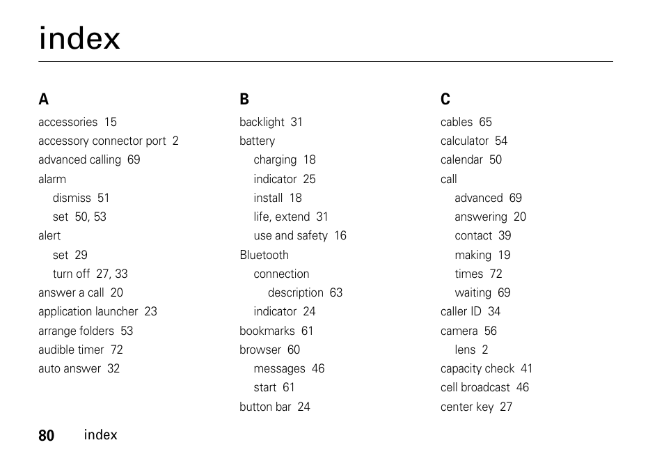 Index | Motorola 6802937J48 User Manual | Page 82 / 88